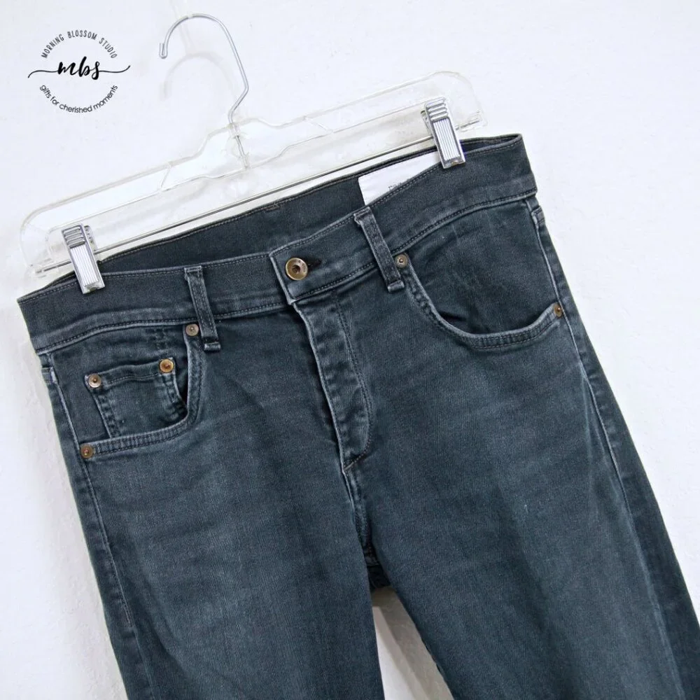 Rag & Bone Standard Issue Mid Rise Button Fly Skinny Leg Distressed Jeans Men 32